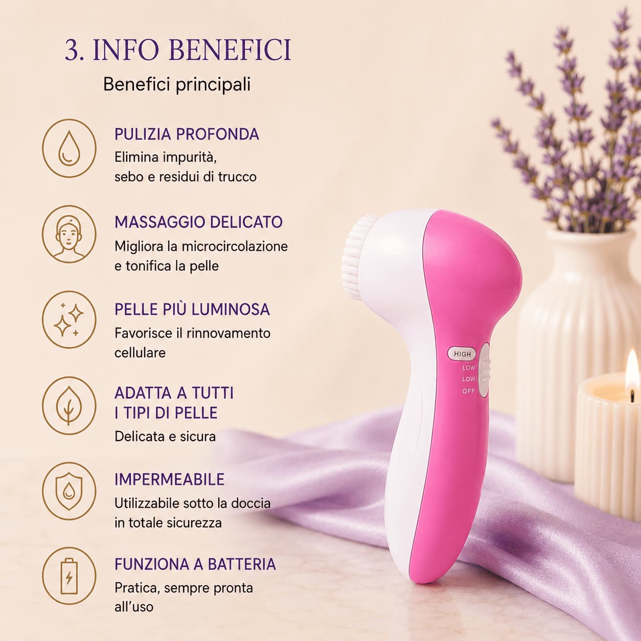 VIOLA™ Spazzola Rotante Pulizia & Massaggio Viso 5-in-1