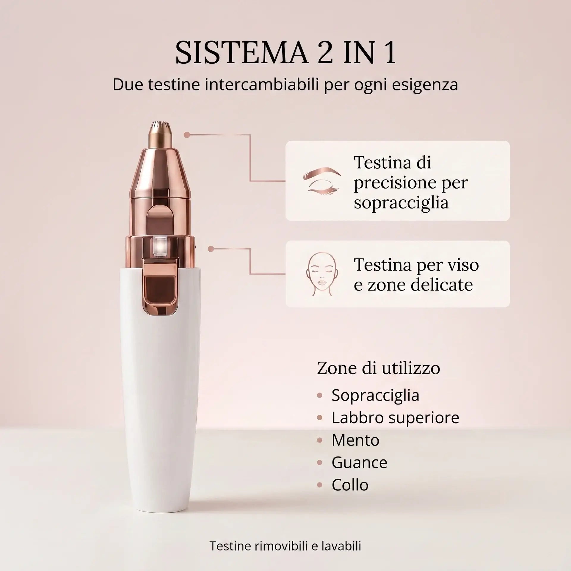 Rifinitore Indolore per Sopracciglia e Peli del Viso con LED