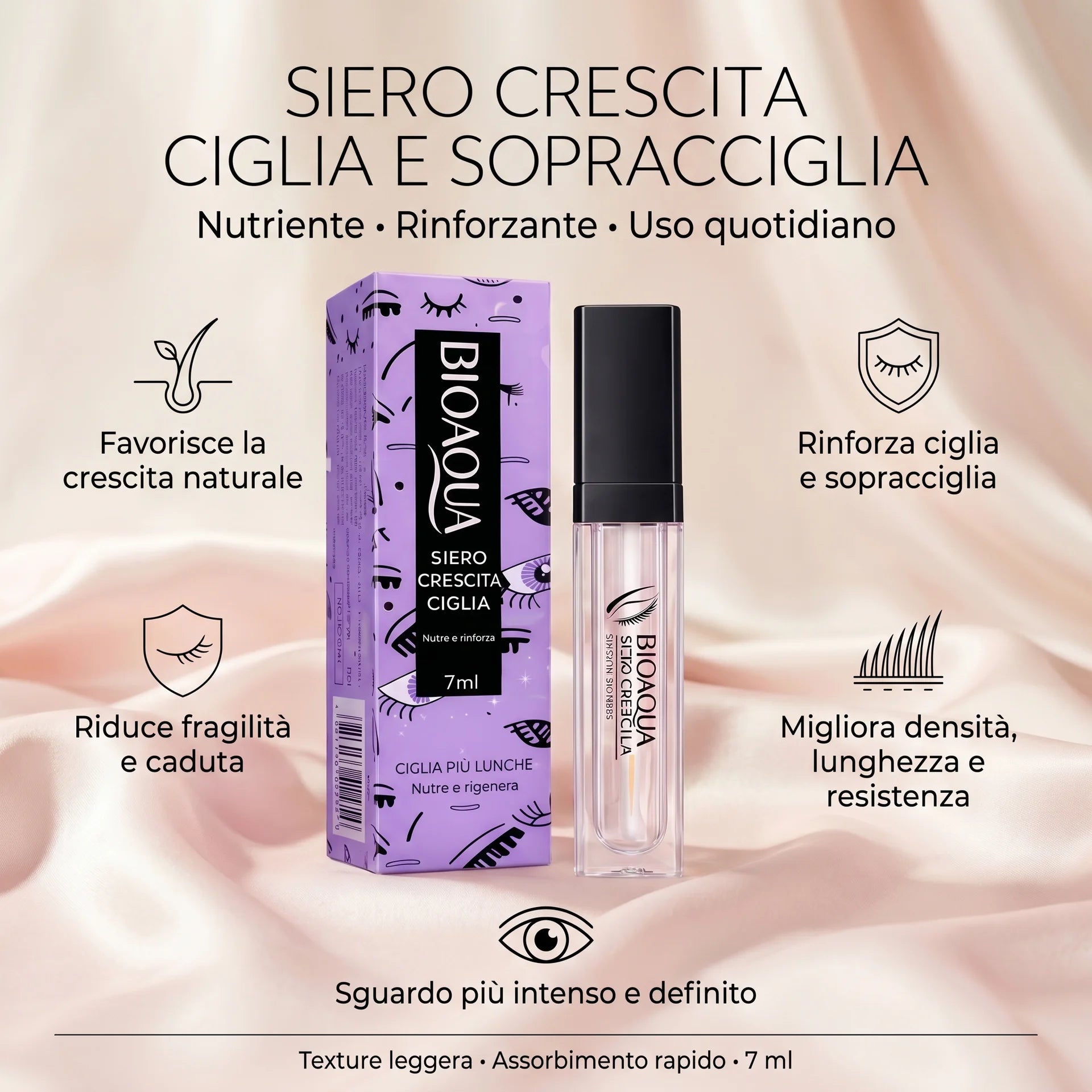 Siero per la crescita rapida di ciglia e sopracciglia